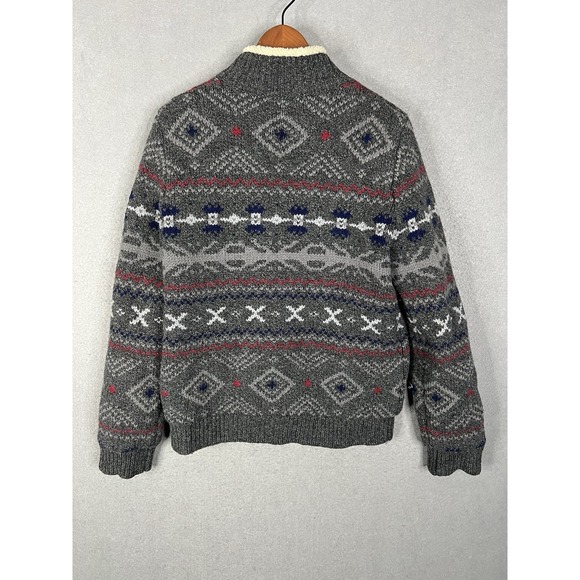 Vintage LL Bean Lambswool Sherpa Lined Sweater Jacket Mens Size S - Picture 8 of 8